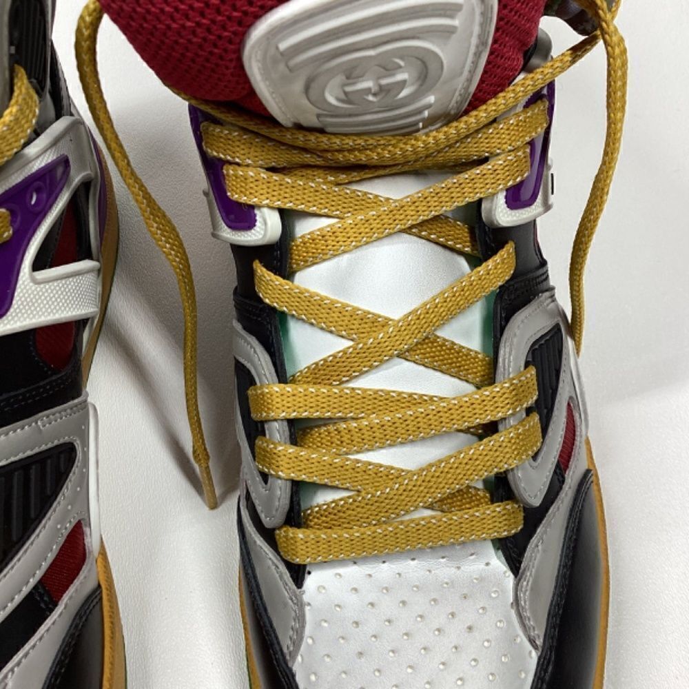 Gucci Evolution Basket High-Top Sneakers Black White Purple Size EU 39.5 - Picture 17 of 17